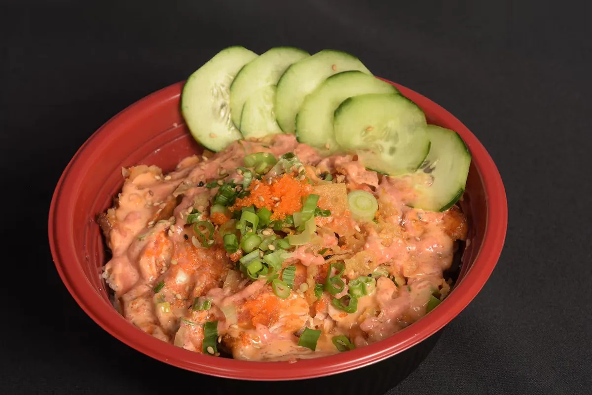 Baked salmon bowl at Poke Boat，a Hawaiian Restaurant in Ontario